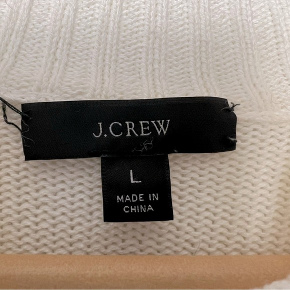 J. Crew Patch Pocket Mock Neck Relaxed Fit Sweater Cream Coastal Transitional - Picture 4 of 13